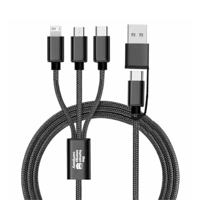 Connect Reach 5ft 3-in-1 Braided Charging Cable with Type-C Input